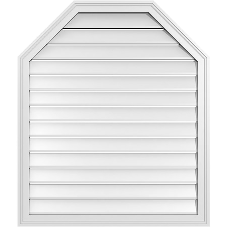 Ekena Millwork Octagonal Top Surface Mount PVC Gable Vent w/ 2"W x 1-1/2"P Brickmould Frame, 34"W x 40"H GVPOT34X4002SF